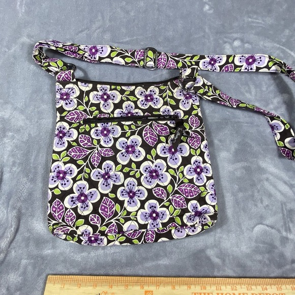 Vera Bradley Plum Petals Quilted Hipster Crossbody Bag Adjustable Strap Clean - Picture 9 of 12